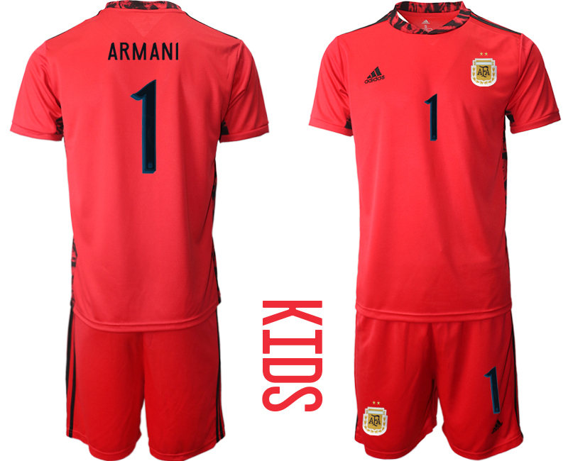 Youth 2020-2021 Season National team Argentina goalkeeper red #1 Soccer Jersey1